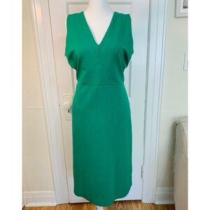Banana Republic Kelly Green Ponte V-Neck Sheath Knee Length Workwear Dress SZ 6